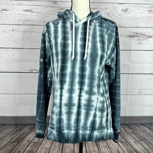 Chaser Tops - Chaser Sweatshirt Womens‎ Medium Blue Tie Dye Pull Over Oversized Hooded Sorona